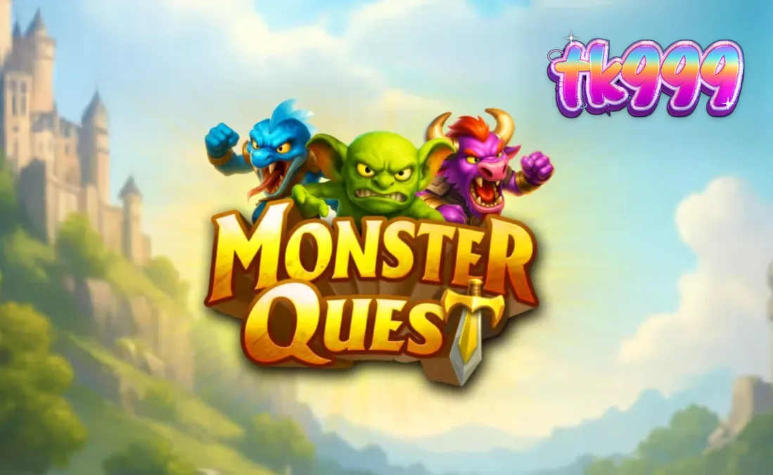 Monster Quest স্লট গেমের একটি দৃশ্য যেখানে নাইট এবং ড্রাগন যুদ্ধের প্রস্তুতি নিচ্ছে